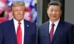 (COMBO) This combination of pictures created on November 07, 2024 shows former US President and Republican presidential candidate Donald Trump (L) looks on during a campaign rally at PPG Paints Arena in Pittsburgh, Pennsylvania on November 4, 2024, and france's President Emmanuel Macron greets Chinese President Xi Jinping (R) at The Elysee Presidential Palace in Paris on May 6, 2024. Chinese President Xi Jinping on November 7, 2024 said Beijing and Washington must find a way to "get along" in a message to US president-elect Donald Trump, state media said. Trump's crushing presidential victory heralded a new era of uncertainty in the United States and the world. It also heralded a possible shift in US-China relations, frayed in recent years by tensions over everything from trade to the status of the self-ruled island of Taiwan. (Photo by CHARLY TRIBALLEAU and Ludovic MARIN / AFP)