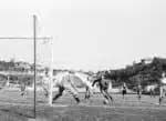 Brasil, São Paulo, SP. 16/07/1950. O jogador Zarra (c), da Espanha, diante do goleiro Kalle Svensson, da Suécia, antes de chutar para marcar o único gol da equipe na disputa pelo terceiro lugar na Copa do Mundo de Futebol de 1950, no Estádio do Pacaembu, em São Paulo. A Suécia venceu por 3 a 1. - Crédito:ARQUIVO/ASSOCIATED PRESS/AE/Código imagem:157741