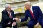 Washington (United States), 07/04/2025.- US President Donald Trump (R) meets with Prime Minister Benjamin Netanyahu (L) of Israel in the Oval Office of the White House in Washington, DC, USA, 07 April 2025. EFE/EPA/YURI GRIPAS / POOL