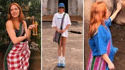 Jeans, xadrez e modelagens amplas: confira a seleção de produções de Gio Ewbank na Tailândia