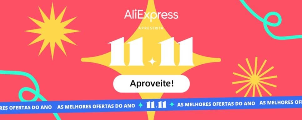 O AliExpress mantém sua promoção de 11/11: Desconto de R$ 20 para cada R$ 100 comprados