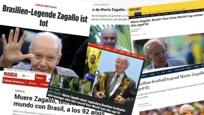 Imagem do post Como os principais jornais do mundo repercutiram morte de Zagallo