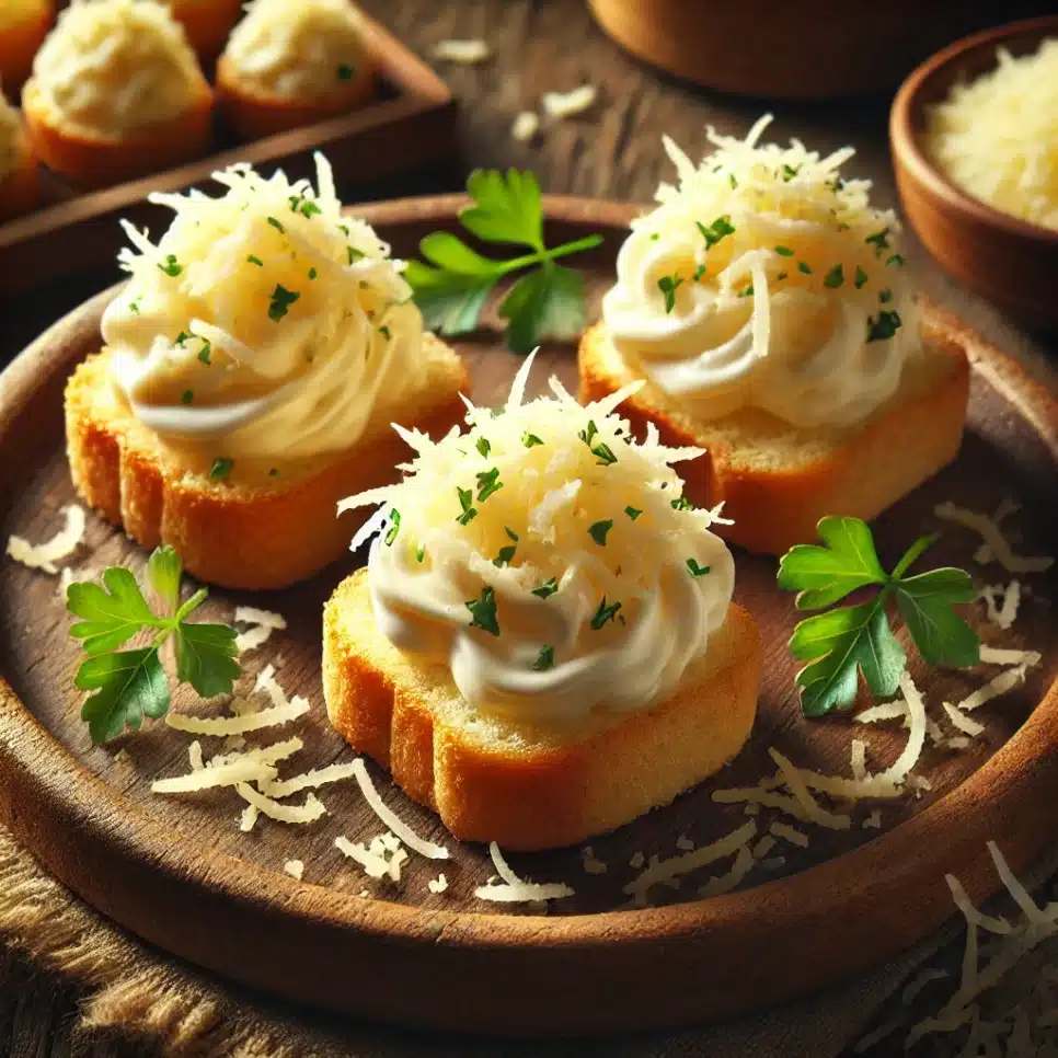 Torradinhas de maionese e queijo